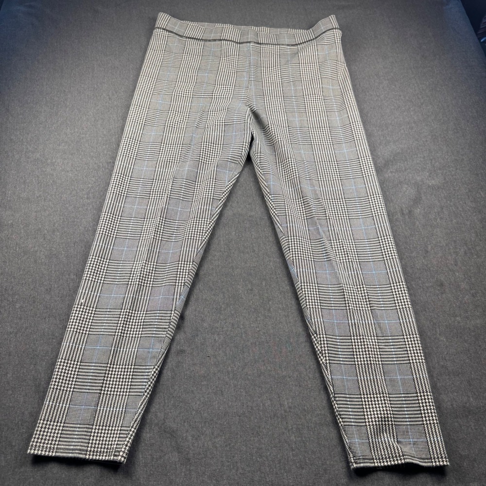 American Eagle Glen Plaid Pull On Tapered Pants Grey Blue XL 1339 - Picture 1 of 8